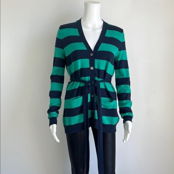 Vineyard Vines Striped Tie Waist Cardigan - XS - Picture 2 of 6